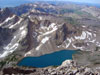 Looking down at Snowdrift Lake from near the summit of South Teton....