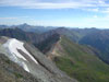 Handies Peak's North Ridge. You can see the Grizzly Gulch Trail attaining t...