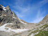Looking up the endless talus and bolders toward the South Teton - Middle Te...