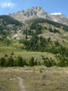 View of Teewinot Mountain from the Lupine Meadows Trailhead....