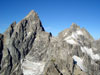 Shot of Grand Teton and Mount Owen from near the summit of Teewinot....