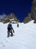 Heading up Grand Central Couloir....