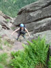 Eileen reaches the belay in the gully. From here we were able to scramble u...