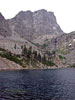 View of all three buttresses of Hallett Peak from Emerald Lake....