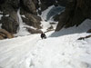 Brian begins the first pitch of Notch Couloir....