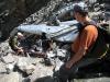 Chris and Fabio examine the wreckage in Airplane Gully...