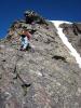 Fabio scrambles north along Apache Peak's south ridge....